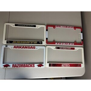 Lot of 4 NCAA License Plate Frames UCF Arkansas Illinois State San Diego State